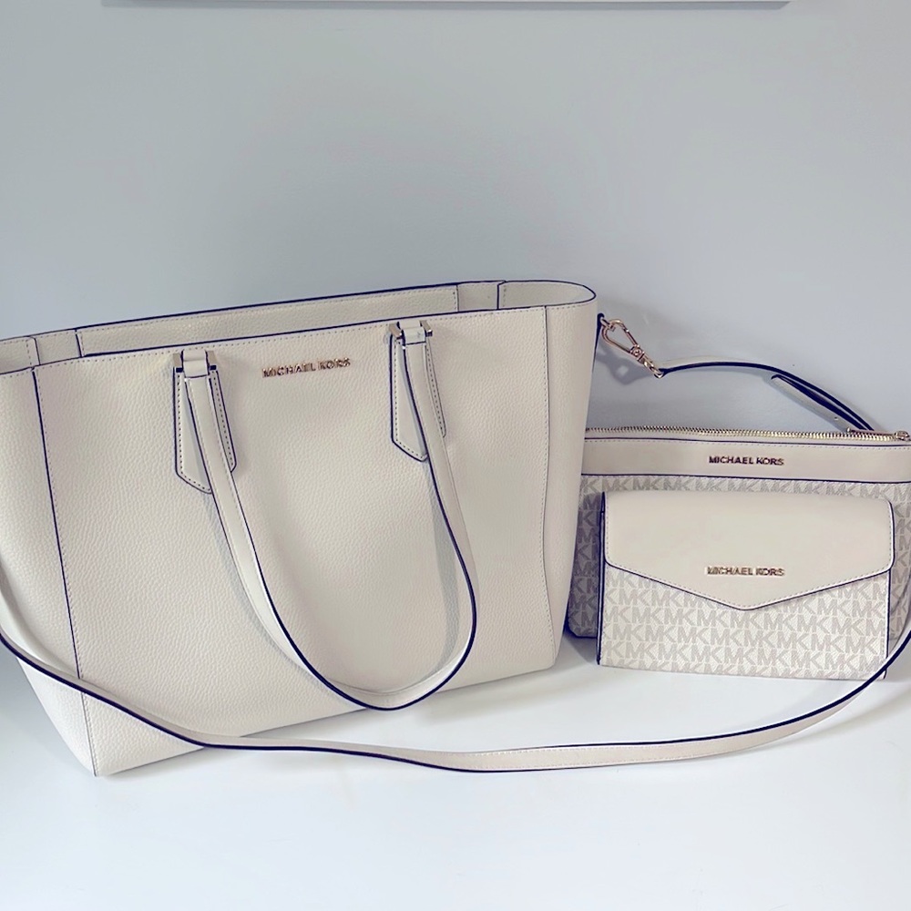 Michael Kors Kimberly Large Pebbled Lather 3 in 1 Tote